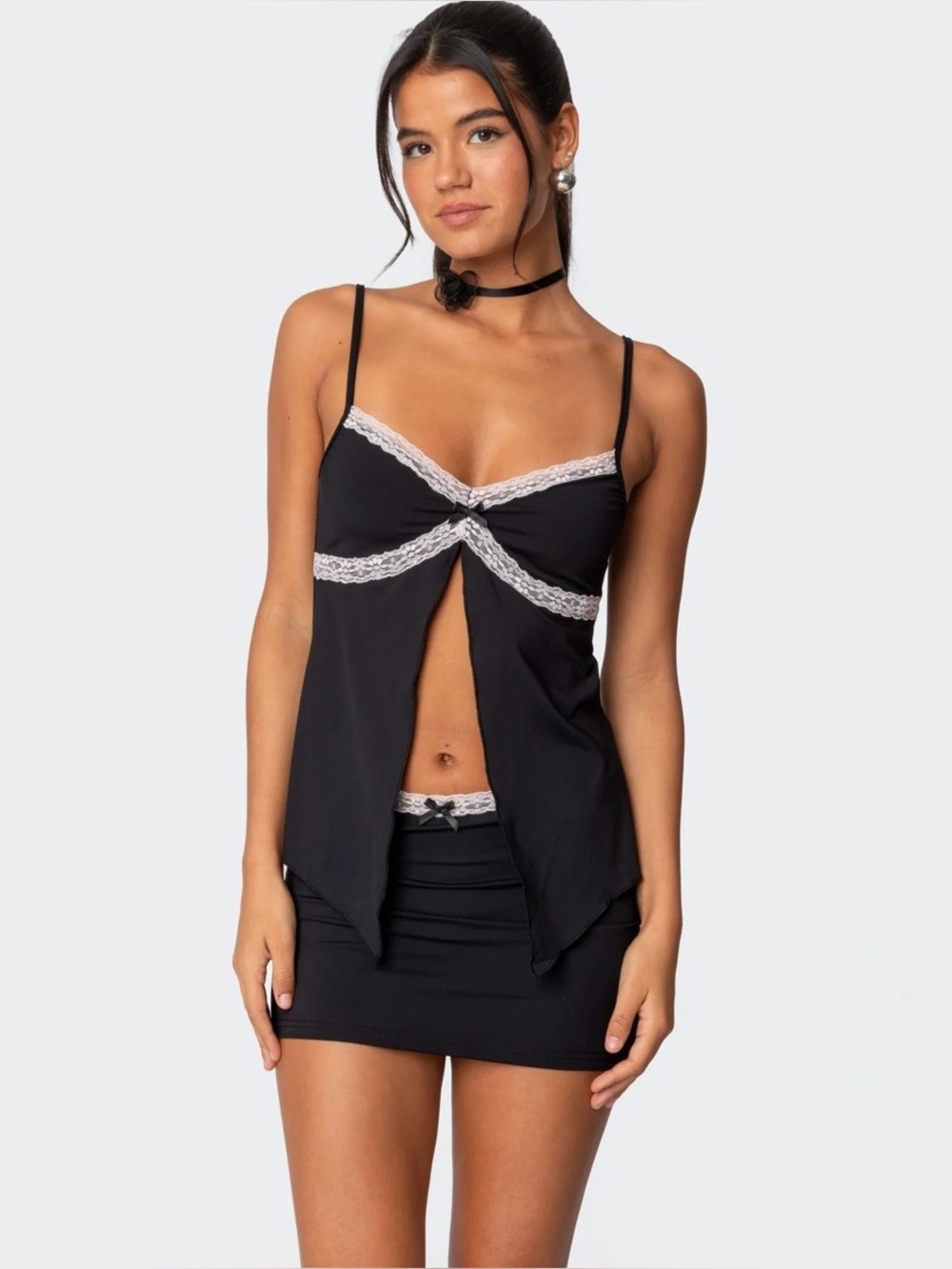 Edikted Sorely Split Front Top & Mini Skirt